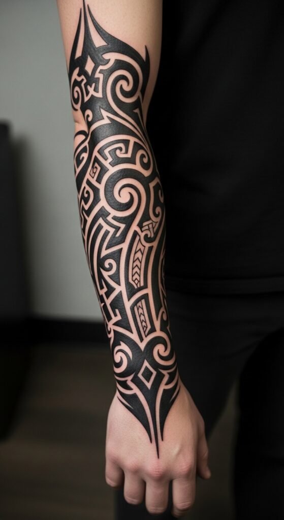Arm-to-Hand Tribal Sleeve