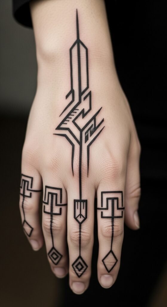 Finger-Outline Tribal Tattoos