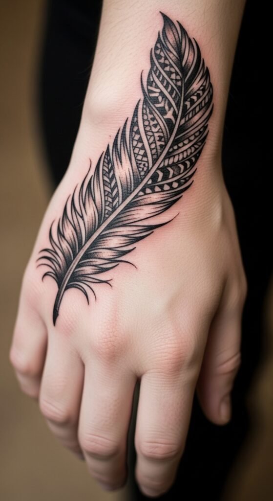 Black Tribal Feather Design