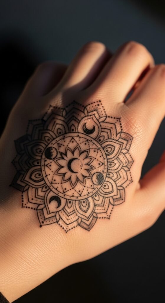 Mandala with Crescent Moon Accents