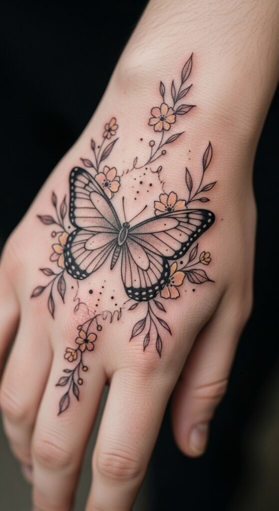 Butterfly with Floral Accents