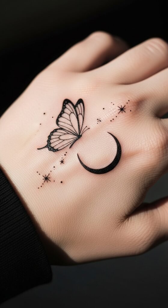 Butterfly and Moon Combination