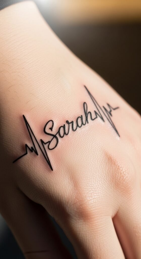 Name with Heartbeat Line