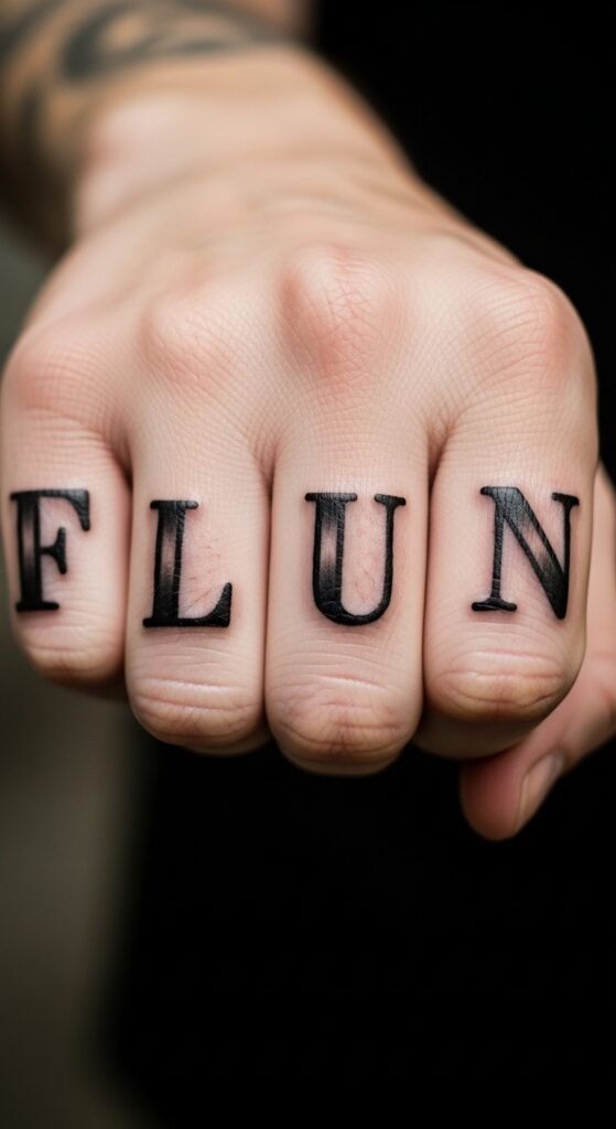 Bold Name Across Knuckles