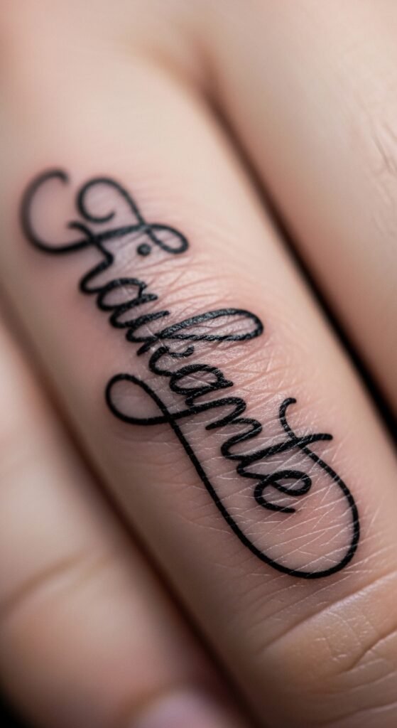 Script Wrapped Around Finger