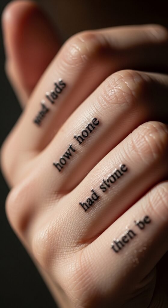 Tiny Quotes Along Finger Sides