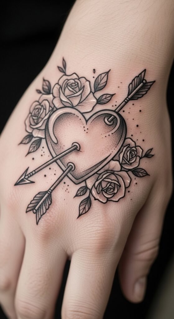 Heart with Arrow and Roses