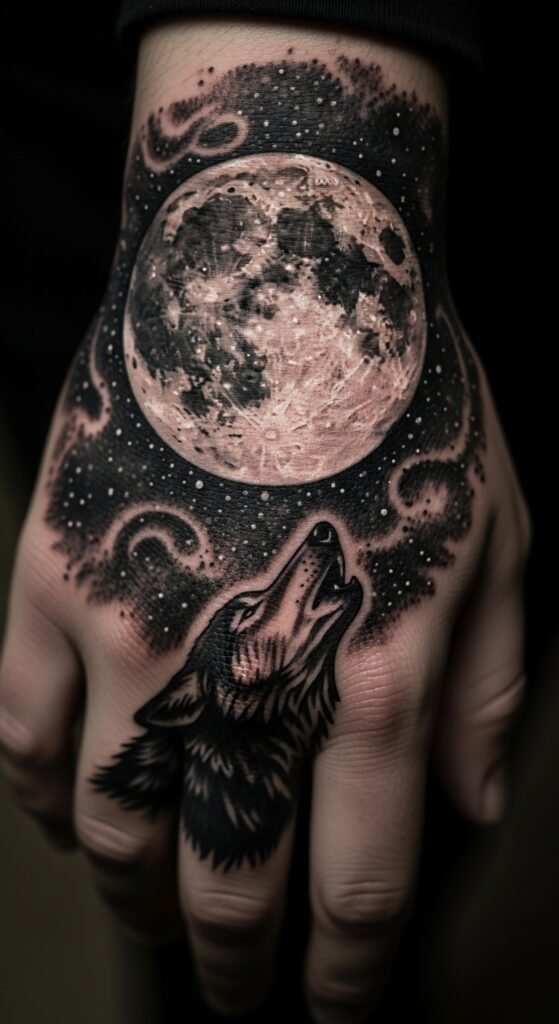 Full Moon with Wolf