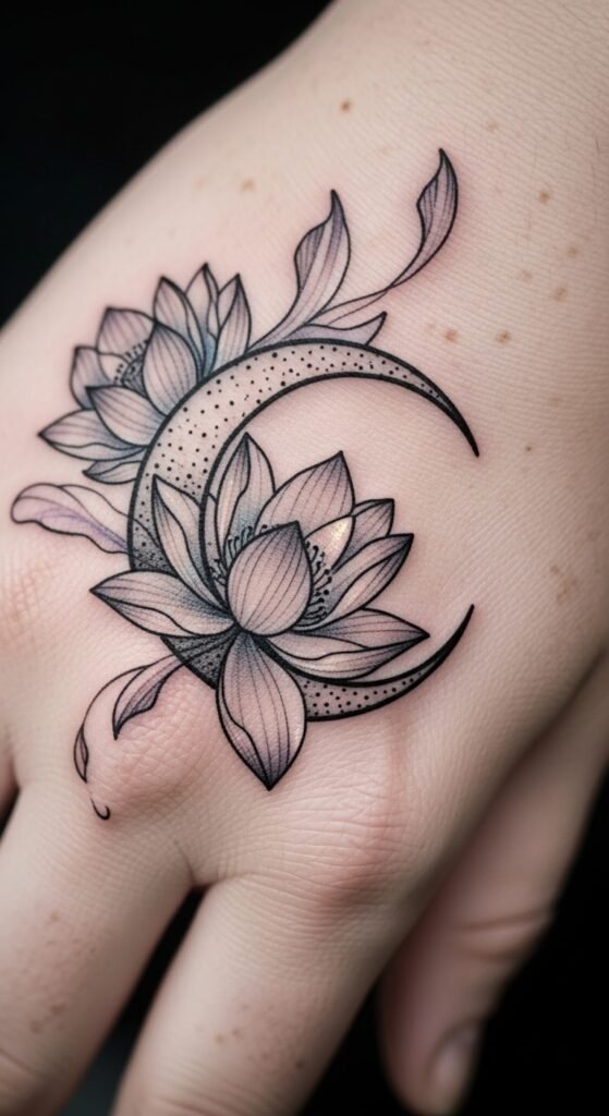 Moon with Lotus Flower