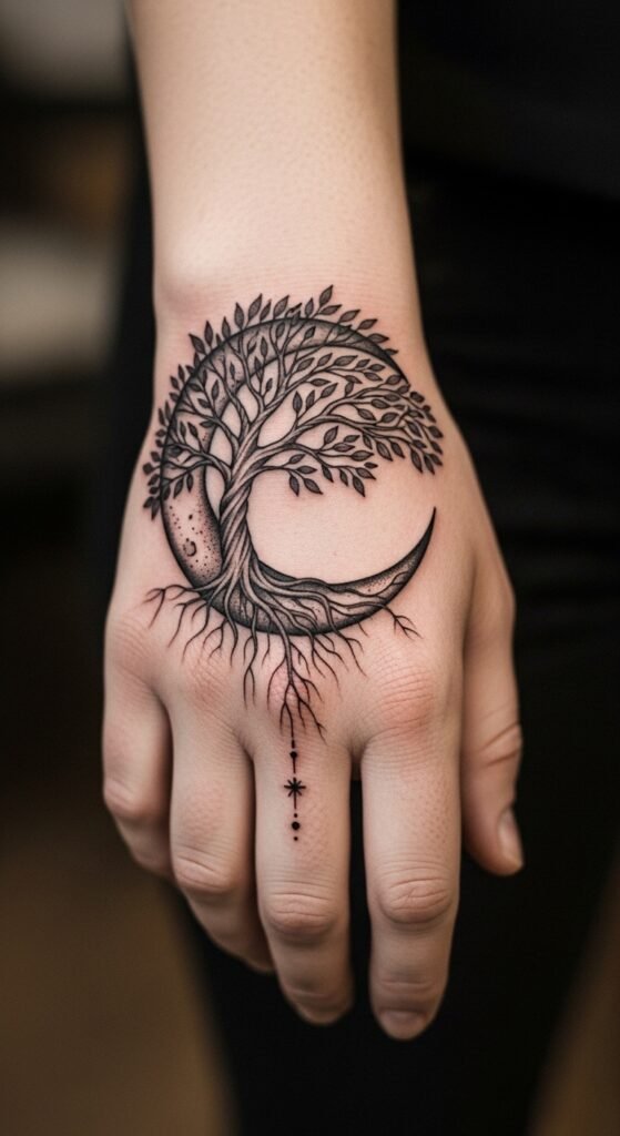 Crescent Moon with Tree of Life