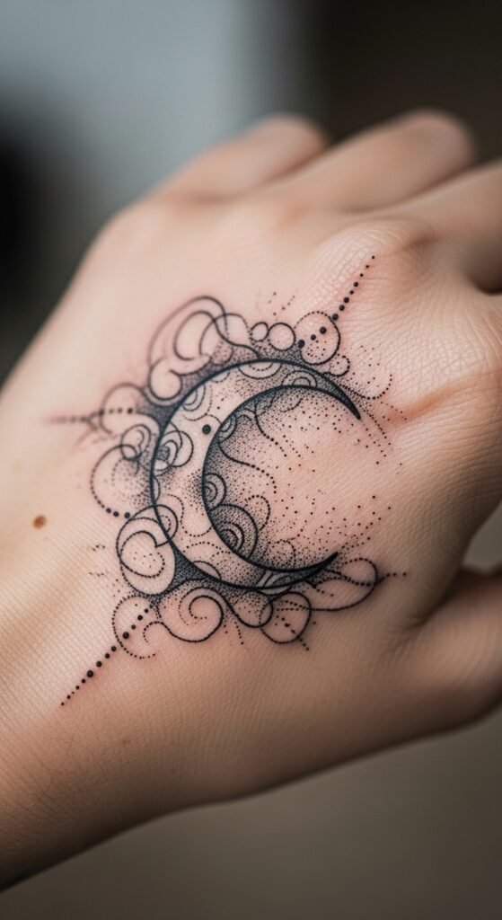 Abstract Moon with Dotwork