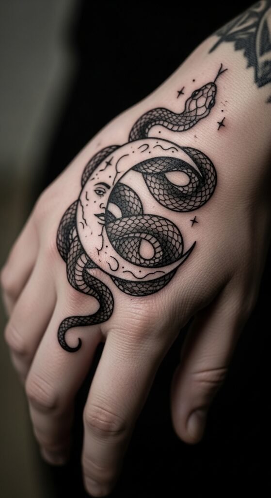 Moon and Snake Design