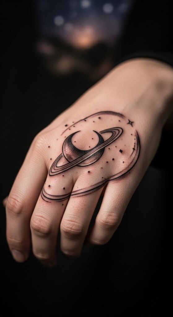 Moon with Planetary Rings