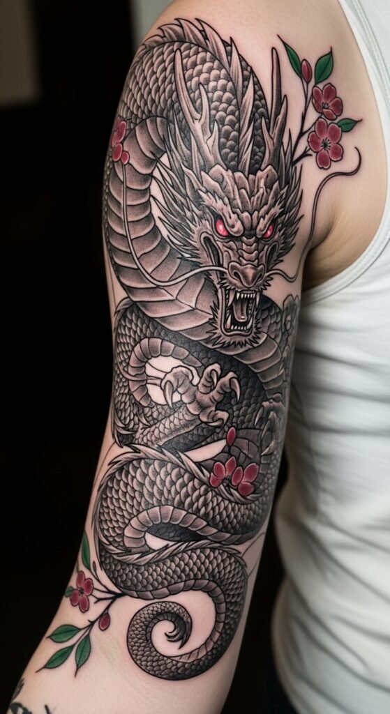 Dragon with Floral Accents