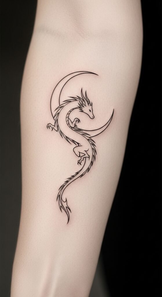 Dragon with Crescent Moon Tail