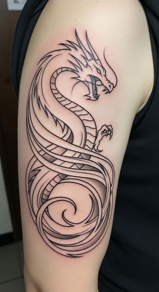  Dragon with Swirling Tail