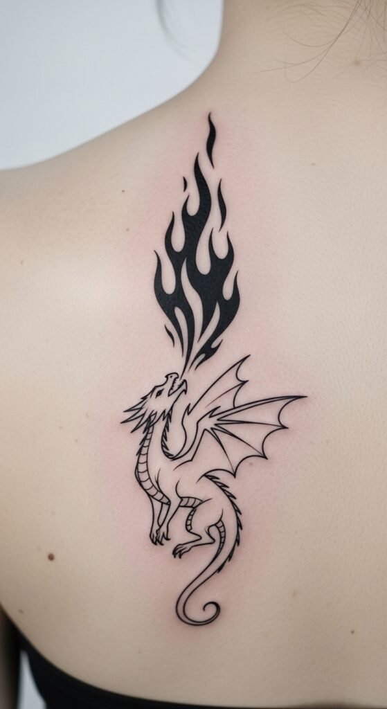 Dragon with Flames
