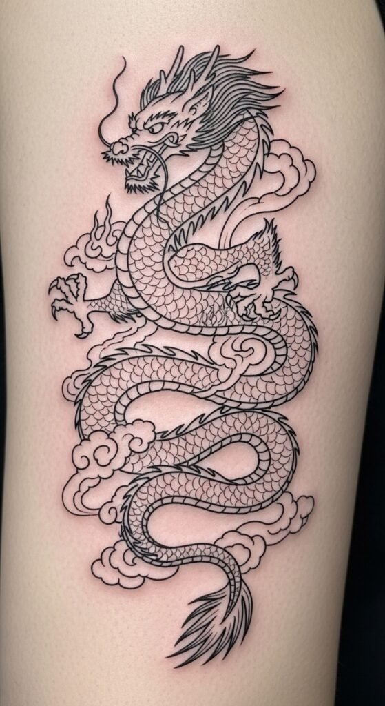 Traditional Dragon with Simple Elements