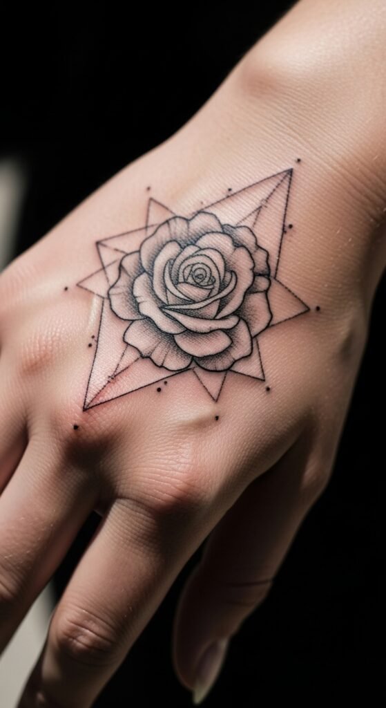 Rose With Geometric Background