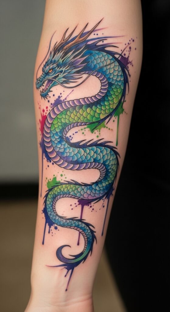 Watercolor Dragon Tattoo