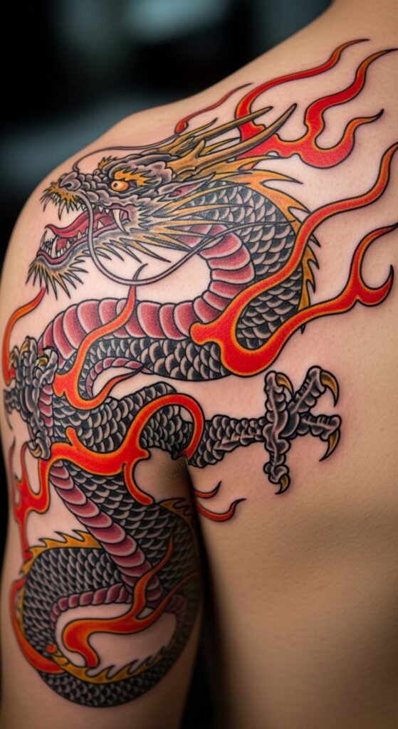 Dragon with Flames