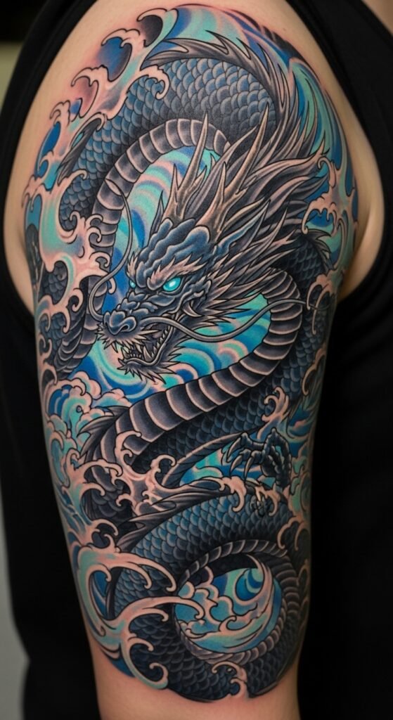Dragon and Water Tattoo