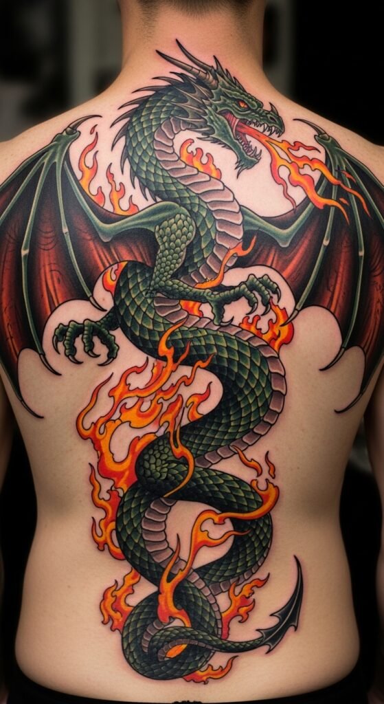 Dragon on the Spine Tattoo