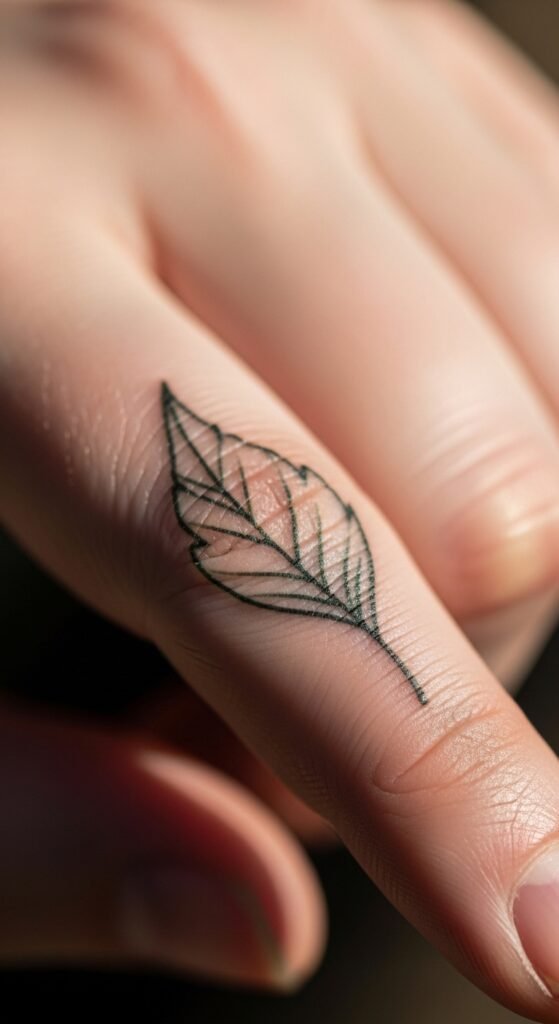 Small Leaf on the Finger