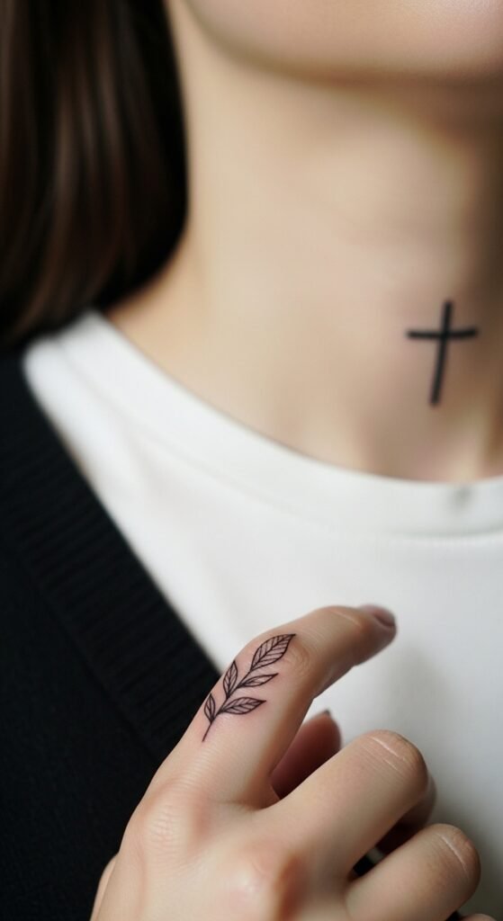 Tiny Cross on the Neck