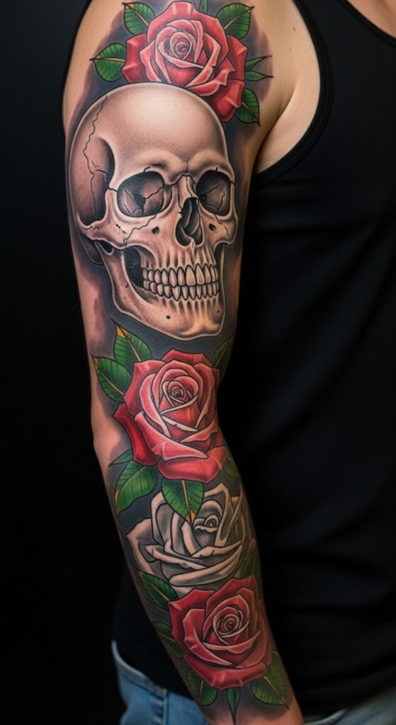 Skull and Roses Tattoo