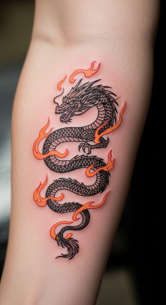 Dragon with Flames