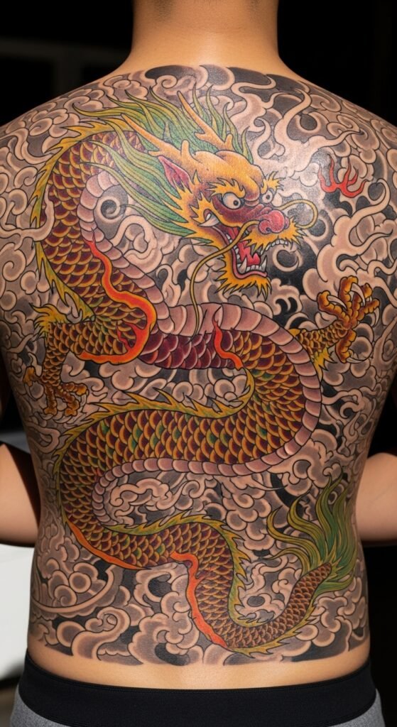 Chinese Dragon with Wisps of Smoke