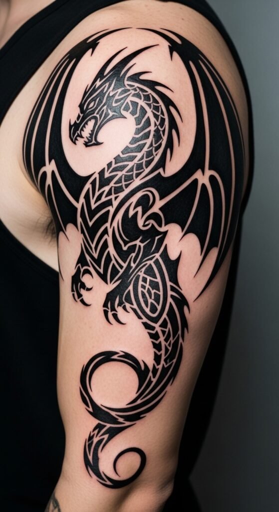 Tribal Dragon Tattoo