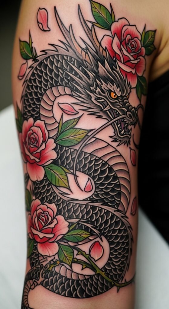 Dragon with Roses