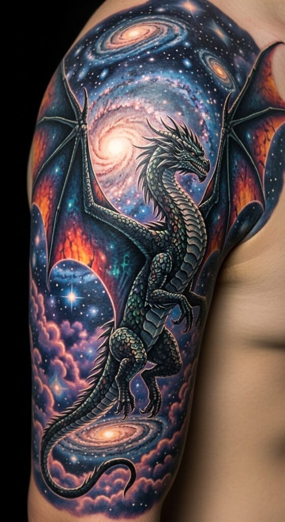 Dragon with Stars and Galaxies