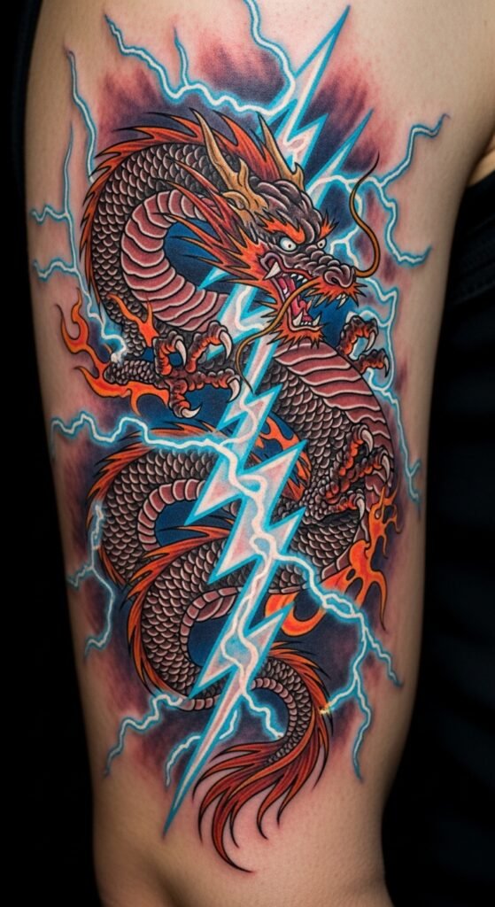 Dragon and Lightning Tattoo