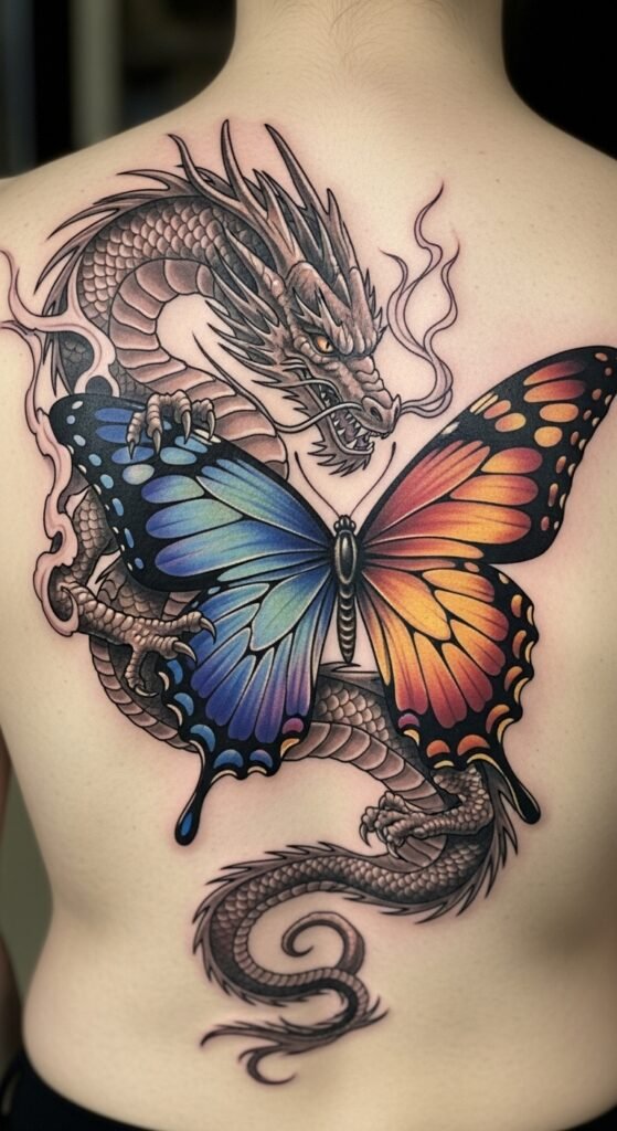Dragon and Butterfly Tattoo