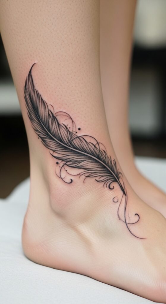 Feather Ankle Tattoo