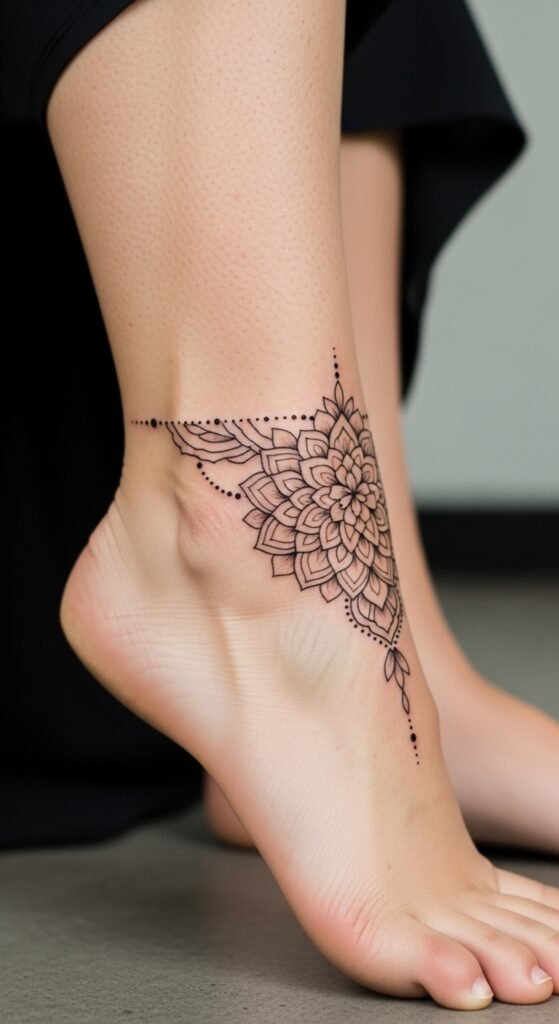 Mandala Ankle Tattoo