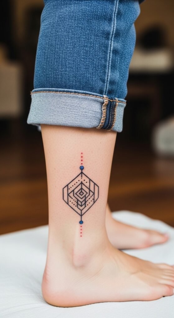 Simple Geometric Shapes Ankle Tattoo