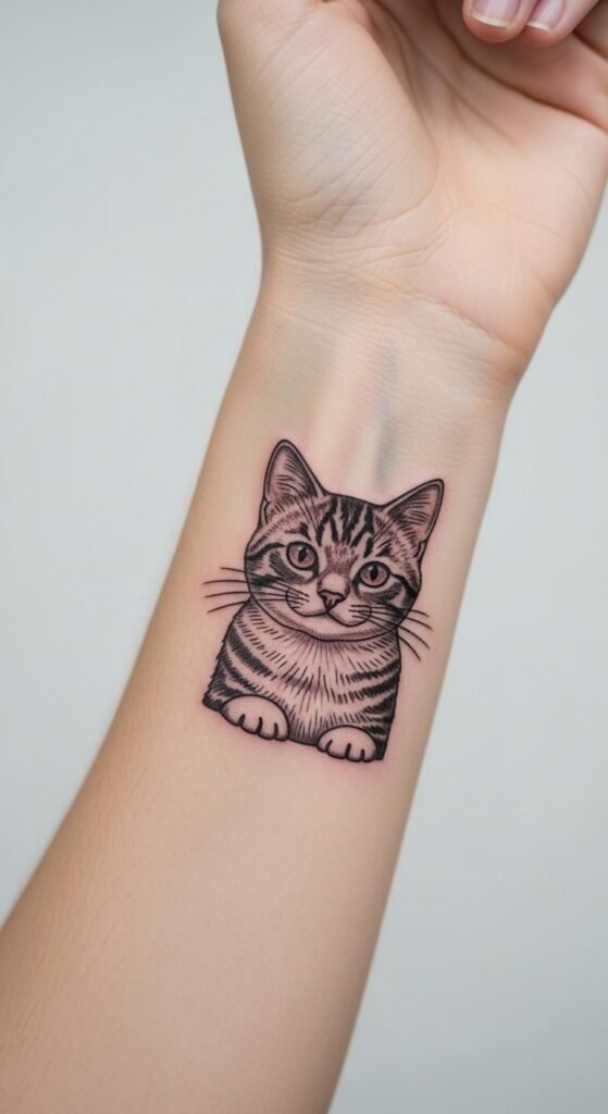 Minimalist Cat Tattoo