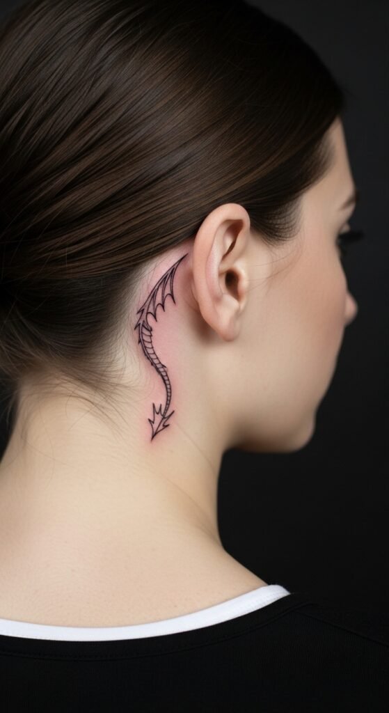 Tiny Dragon Tail Behind the Ear