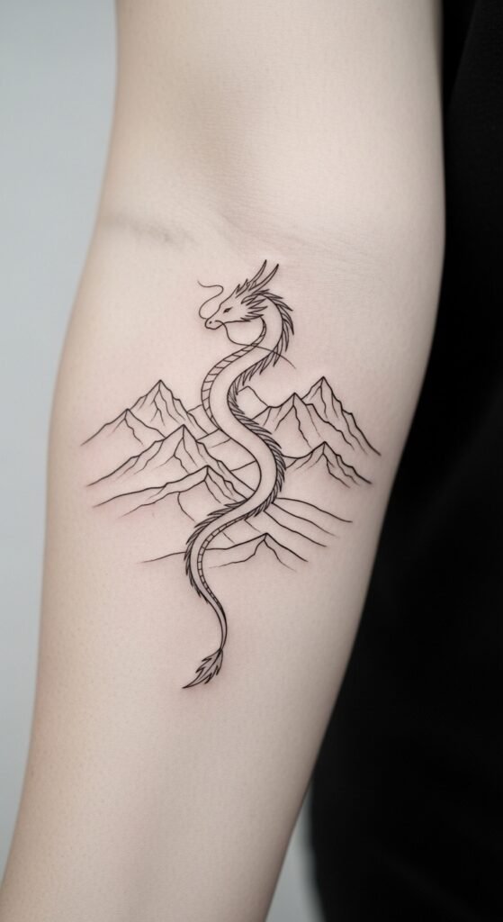 Dragon and Mountain Scene