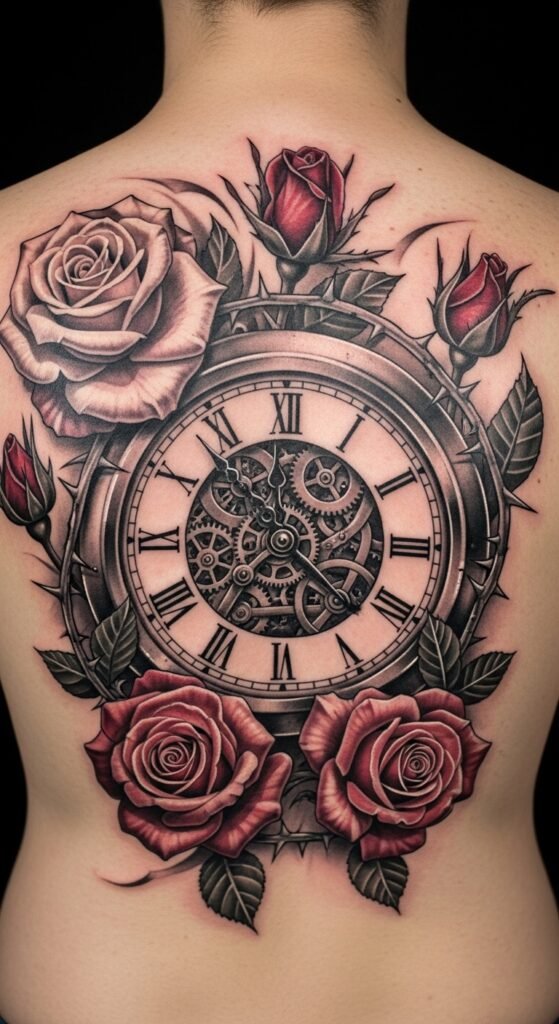 Clock and Roses