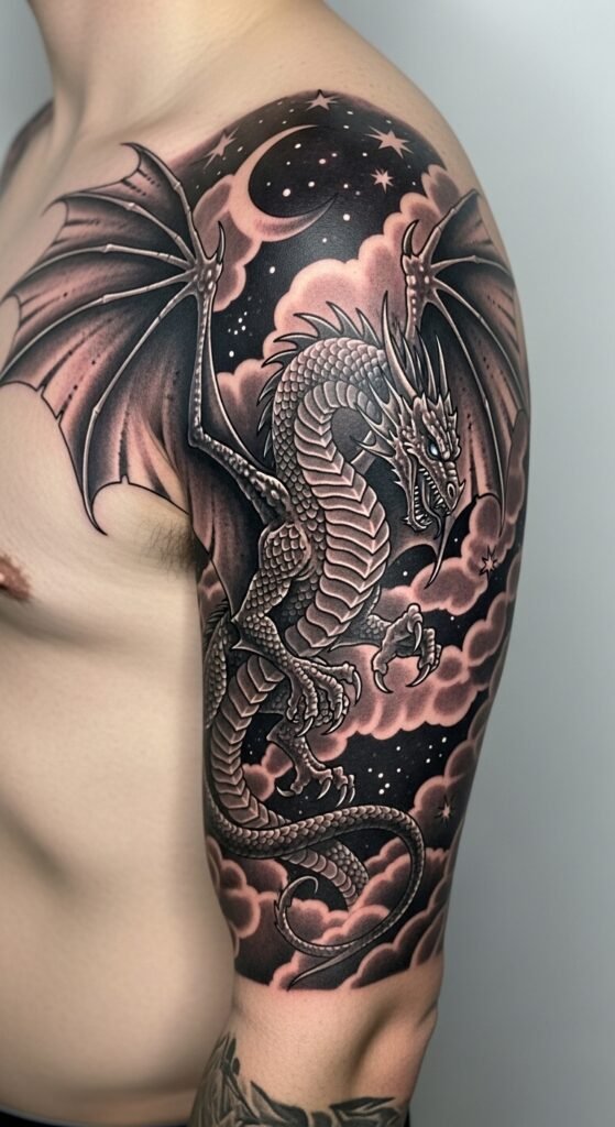 Dragon and Star Tattoo