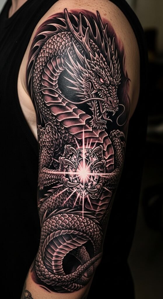 Dragon Holding a Jewel Tattoo