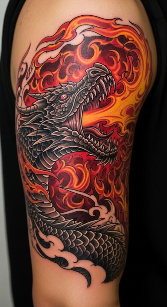  Fire-Breathing Dragon Tattoo