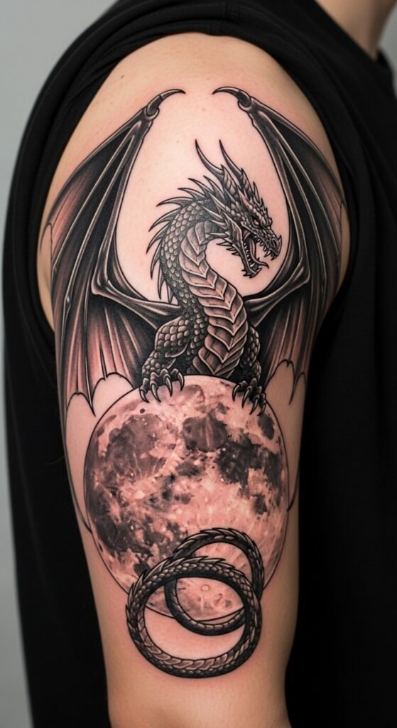 Dragon and Moon Tattoo