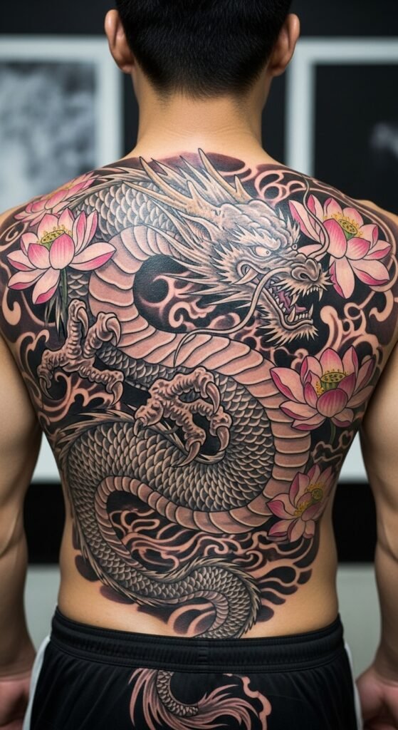 Dragon with Lotus Flowers