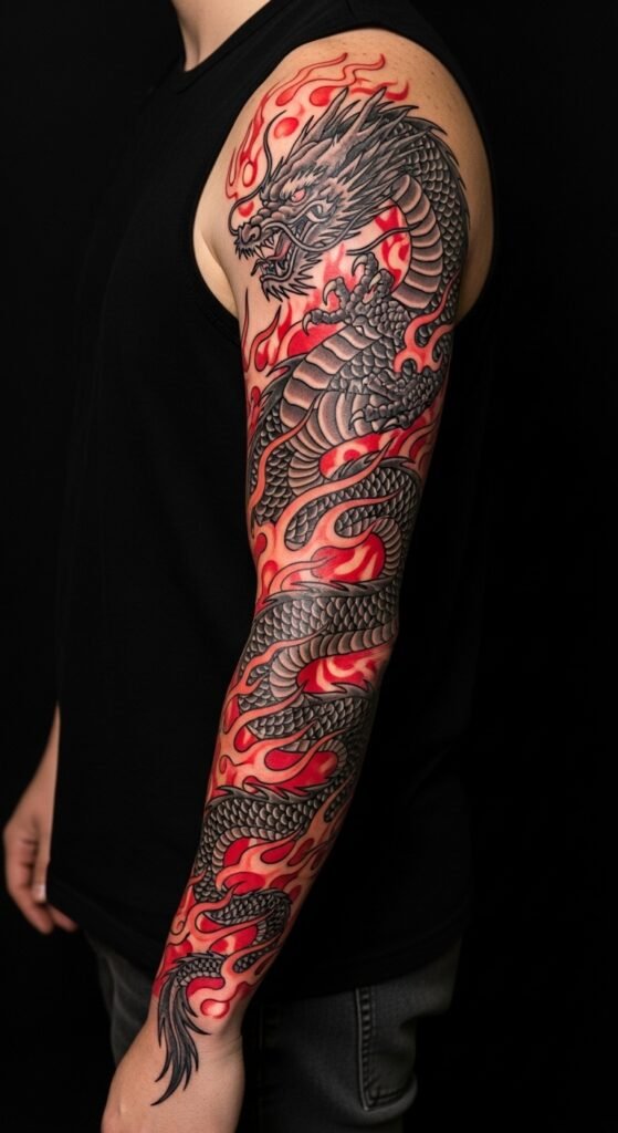 Dragon Sleeve with Flames